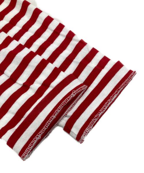 PLAY COMME des GARCONS（プレイコムデギャルソン）PLAY COMME des GARCONS (プレイコムデギャルソン) AD2023 Border Long Sleeve T-Shirt With Red Emblem レッド×ホワイト サイズ:XSの古着・服飾アイテム
