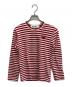 PLAY COMME des GARCONS（プレイコムデギャルソン）の古着「AD2023 Border Long Sleeve T-Shirt With Red Emblem」｜レッド×ホワイト