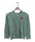 PLAY COMME des GARCONS（プレイコムデギャルソン）の古着「AD2024 Border Long Sleeve T-Shirt With Red Emblem」｜グリーン×ホワイト