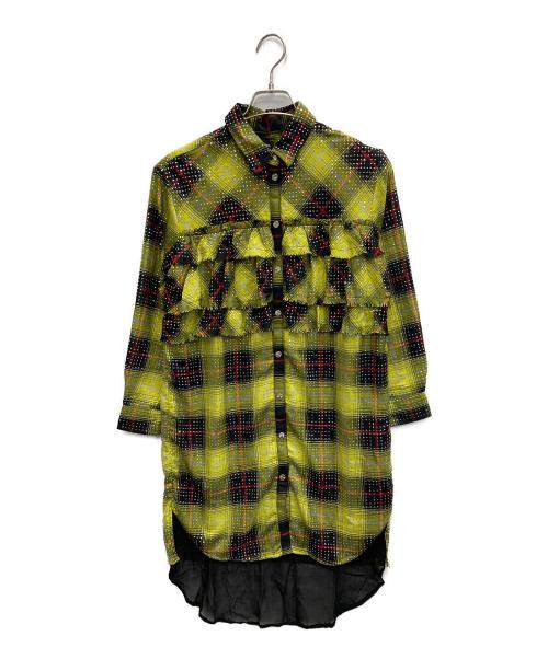 DIESEL（ディーゼル）DIESEL (ディーゼル) フリルシャツドレス イエロー サイズ:12の古着・服飾アイテム