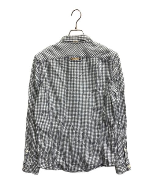 DIESEL（ディーゼル）DIESEL (ディーゼル) 長袖シャツ ネイビー×ホワイト サイズ:Lの古着・服飾アイテム