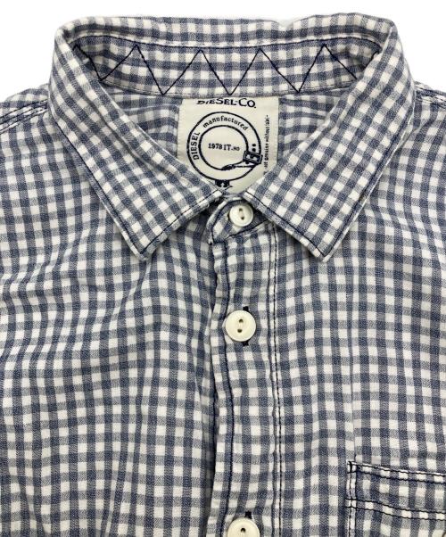 DIESEL（ディーゼル）DIESEL (ディーゼル) 長袖シャツ ネイビー×ホワイト サイズ:Lの古着・服飾アイテム