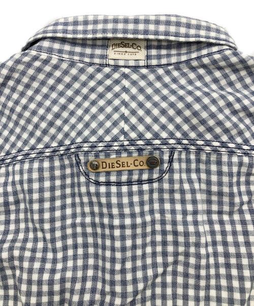 DIESEL（ディーゼル）DIESEL (ディーゼル) 長袖シャツ ネイビー×ホワイト サイズ:Lの古着・服飾アイテム