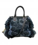DOLCE & GABBANAドルチェ＆ガッバーナ）の古着「フラワーレース デニムバッグ」｜インディゴ
