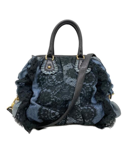DOLCE & GABBANA（ドルチェ＆ガッバーナ）DOLCE & GABBANA (ドルチェ＆ガッバーナ) フラワーレース デニムバッグ インディゴの古着・服飾アイテム