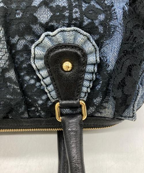 DOLCE & GABBANA（ドルチェ＆ガッバーナ）DOLCE & GABBANA (ドルチェ＆ガッバーナ) フラワーレース デニムバッグ インディゴの古着・服飾アイテム