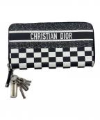 Christian Diorクリスチャン ディオール）の古着「モノトーン チェッカー ジップアラウンドウォレット」｜ブラック×ホワイト