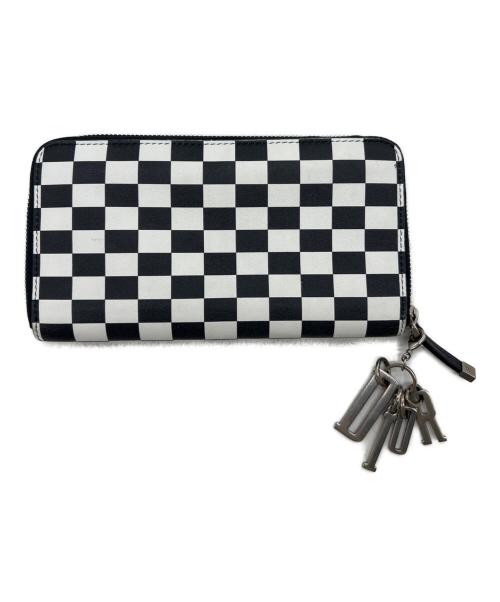 Christian Dior（クリスチャン ディオール）Christian Dior (クリスチャン ディオール) モノトーン チェッカー ジップアラウンドウォレット ブラック×ホワイトの古着・服飾アイテム