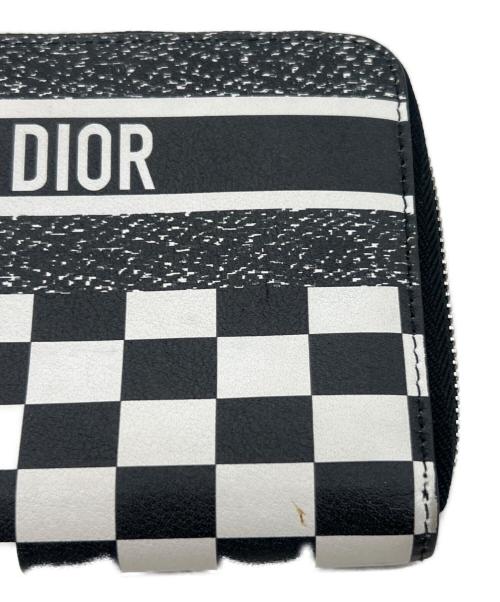 Christian Dior（クリスチャン ディオール）Christian Dior (クリスチャン ディオール) モノトーン チェッカー ジップアラウンドウォレット ブラック×ホワイトの古着・服飾アイテム