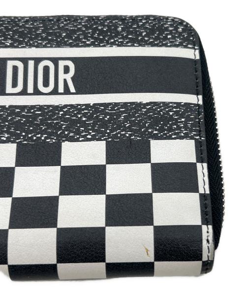 Christian Dior（クリスチャン ディオール）Christian Dior (クリスチャン ディオール) モノトーン チェッカー ジップアラウンドウォレット ブラック×ホワイトの古着・服飾アイテム
