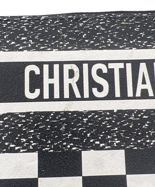 Christian Dior（クリスチャン ディオール）Christian Dior (クリスチャン ディオール) モノトーン チェッカー ジップアラウンドウォレット ブラック×ホワイトの古着・服飾アイテム