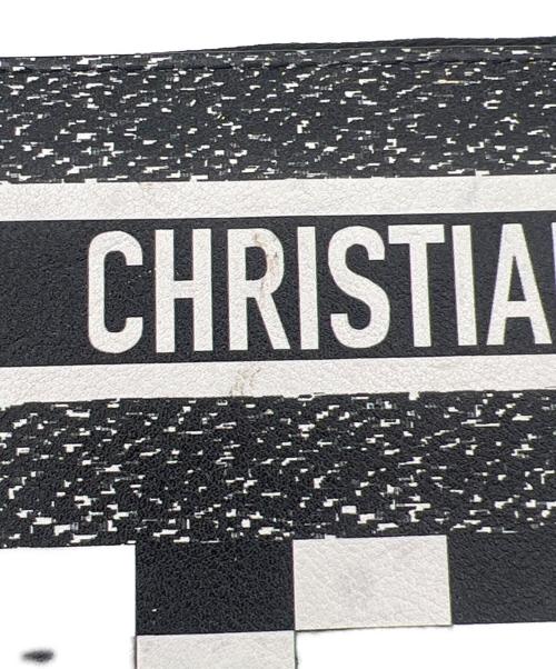 Christian Dior（クリスチャン ディオール）Christian Dior (クリスチャン ディオール) モノトーン チェッカー ジップアラウンドウォレット ブラック×ホワイトの古着・服飾アイテム