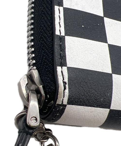 Christian Dior（クリスチャン ディオール）Christian Dior (クリスチャン ディオール) モノトーン チェッカー ジップアラウンドウォレット ブラック×ホワイトの古着・服飾アイテム