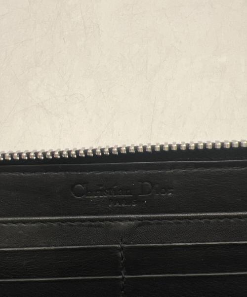 Christian Dior（クリスチャン ディオール）Christian Dior (クリスチャン ディオール) モノトーン チェッカー ジップアラウンドウォレット ブラック×ホワイトの古着・服飾アイテム