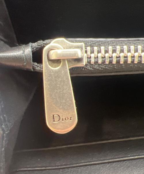 Christian Dior（クリスチャン ディオール）Christian Dior (クリスチャン ディオール) モノトーン チェッカー ジップアラウンドウォレット ブラック×ホワイトの古着・服飾アイテム