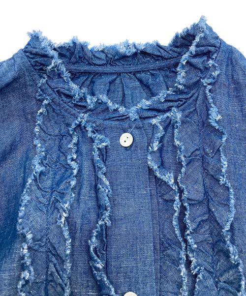 journal standard luxe（ジャーナルスタンダード ラックス）journal standard luxe (ジャーナルスタンダード ラックス) 25AW CLシャンブレー フリルブラウス インディゴ サイズ:FREEの古着・服飾アイテム