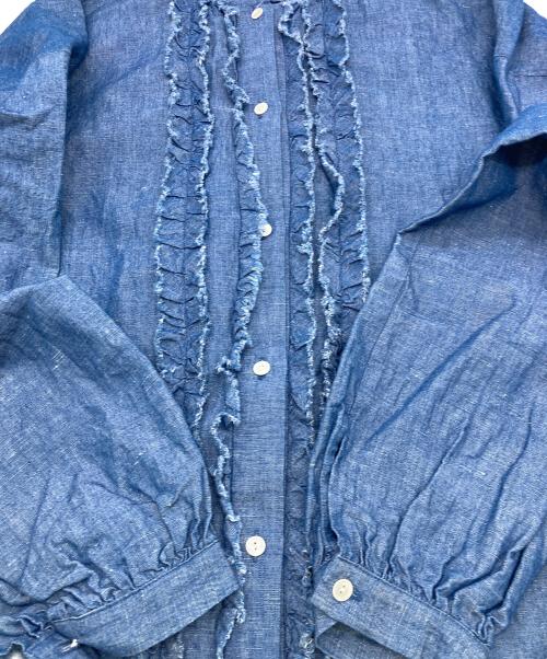journal standard luxe（ジャーナルスタンダード ラックス）journal standard luxe (ジャーナルスタンダード ラックス) 25AW CLシャンブレー フリルブラウス インディゴ サイズ:FREEの古着・服飾アイテム