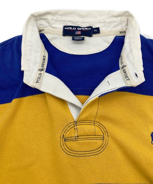 POLO SPORT（ポロスポーツ）POLO SPORT (ポロスポーツ) ラガーシャツ ブルー×イエロー サイズ:ＸＬの古着・服飾アイテム