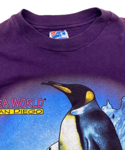 Hanes（ヘインズ）Hanes (ヘインズ) 1992年/SAN DIEGO/ペンギンプリントTシャツ/90’S/USA パープル サイズ:Mの古着・服飾アイテム