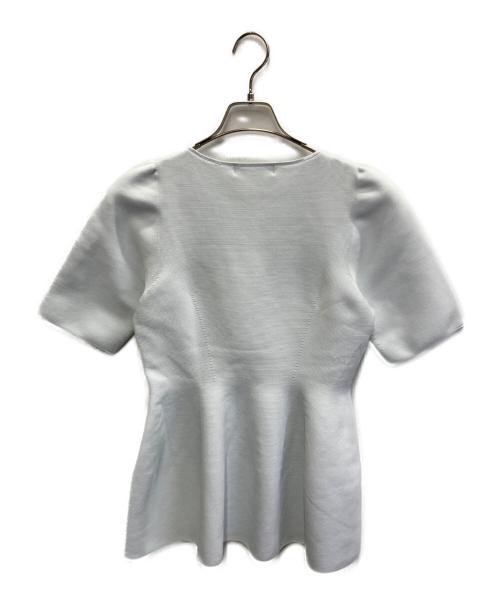 huit（ユイット）huit (ユイット) スカラップネック ホールガーメント ニット ブルー サイズ:Mの古着・服飾アイテム