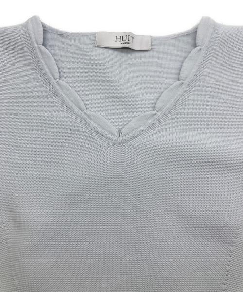 huit（ユイット）huit (ユイット) スカラップネック ホールガーメント ニット ブルー サイズ:Mの古着・服飾アイテム