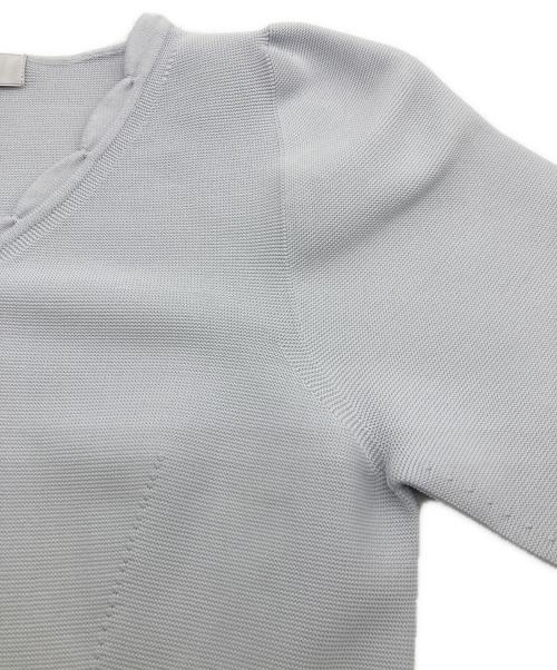 huit（ユイット）huit (ユイット) スカラップネック ホールガーメント ニット ブルー サイズ:Mの古着・服飾アイテム