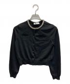 CELFORDセルフォード）の古着「26AW【UVカット】シルクブレンドビジューネックカーディガン」｜ブラック