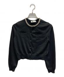 CELFORD（セルフォード）の古着「26AW【UVカット】シルクブレンドビジューネックカーディガン」｜ブラック