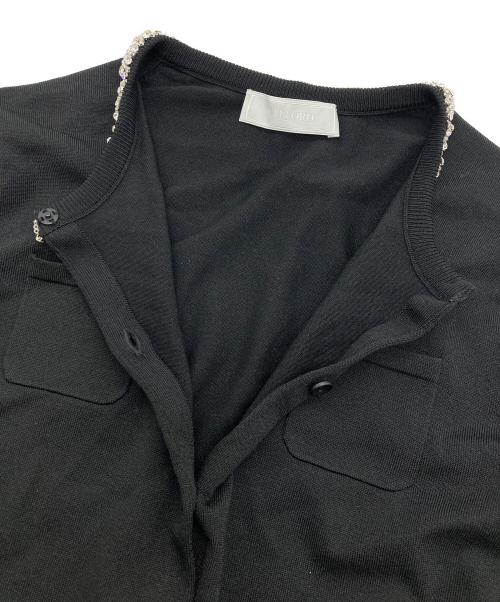 CELFORD（セルフォード）CELFORD (セルフォード) 26AW【UVカット】シルクブレンドビジューネックカーディガン ブラック サイズ:Sの古着・服飾アイテム
