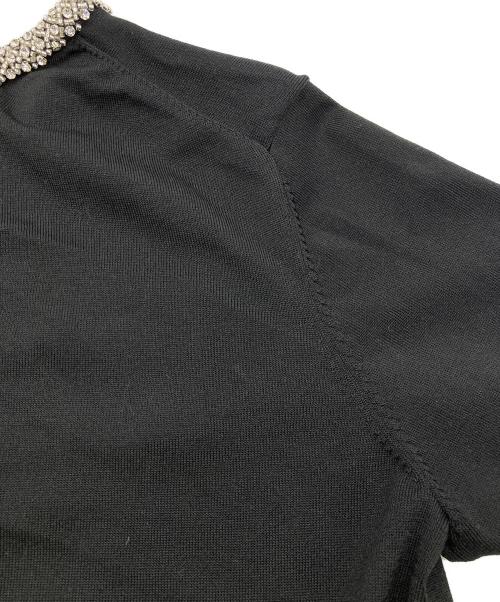CELFORD（セルフォード）CELFORD (セルフォード) 26AW【UVカット】シルクブレンドビジューネックカーディガン ブラック サイズ:Sの古着・服飾アイテム