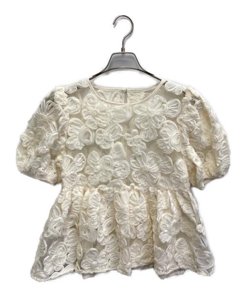 ORGUE（オルグ）ORGUE (オルグ) フラワーエンブロイダリーブラウス ベージュ サイズ:Fの古着・服飾アイテム