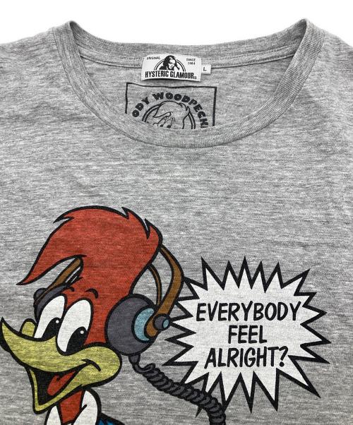 Hysteric Glamour（ヒステリックグラマー）Hysteric Glamour (ヒステリックグラマー) WOOD PECKERプリントTシャツ グレー サイズ:Lの古着・服飾アイテム
