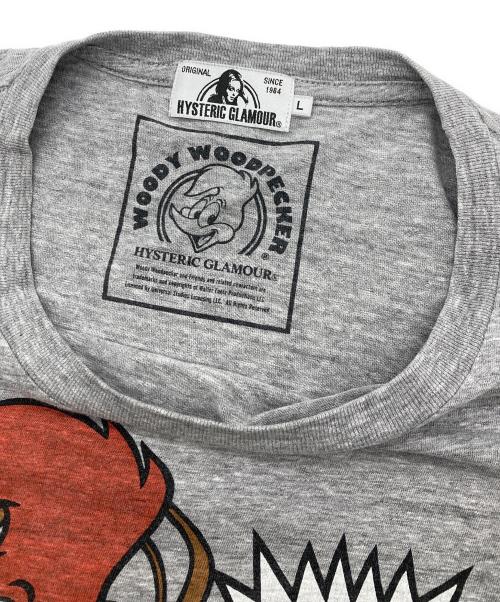 Hysteric Glamour（ヒステリックグラマー）Hysteric Glamour (ヒステリックグラマー) WOOD PECKERプリントTシャツ グレー サイズ:Lの古着・服飾アイテム