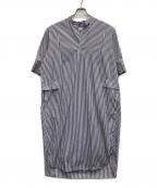 journal standard luxeジャーナルスタンダード ラックス）の古着「タイプクロス スタンドカラーワンピース」｜ホワイト×ネイビー