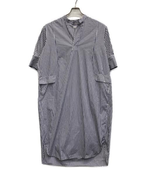 journal standard luxe（ジャーナルスタンダード ラックス）JOURNAL STANDARD LUXE (ジャーナルスタンダード ラックス) タイプクロス スタンドカラーワンピース ホワイト×ネイビー サイズ:Fの古着・服飾アイテム