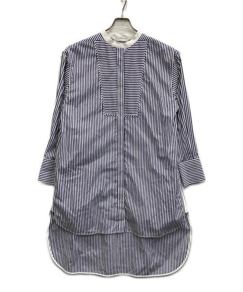 AUBRIOT（オブリオ）AUBRIOT (オブリオ) ストライプバンドカラーシャツワンピース ホワイト×ネイビー サイズ:3の古着・服飾アイテム