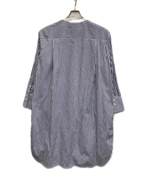 AUBRIOT（オブリオ）AUBRIOT (オブリオ) ストライプバンドカラーシャツワンピース ホワイト×ネイビー サイズ:3の古着・服飾アイテム