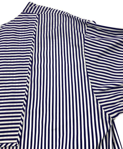 AUBRIOT（オブリオ）AUBRIOT (オブリオ) ストライプバンドカラーシャツワンピース ホワイト×ネイビー サイズ:3の古着・服飾アイテム