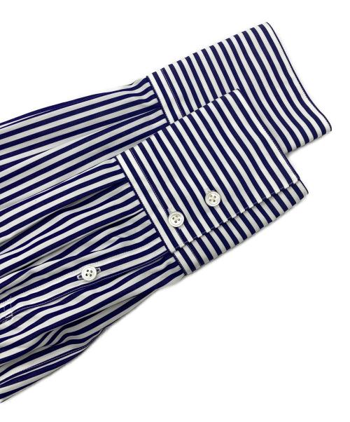 AUBRIOT（オブリオ）AUBRIOT (オブリオ) ストライプバンドカラーシャツワンピース ホワイト×ネイビー サイズ:3の古着・服飾アイテム