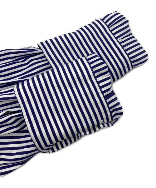 AUBRIOT（オブリオ）AUBRIOT (オブリオ) ストライプバンドカラーシャツワンピース ホワイト×ネイビー サイズ:3の古着・服飾アイテム