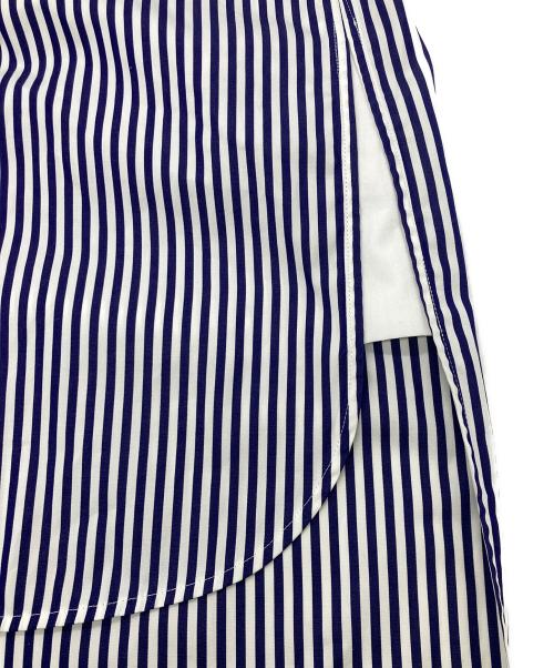 AUBRIOT（オブリオ）AUBRIOT (オブリオ) ストライプバンドカラーシャツワンピース ホワイト×ネイビー サイズ:3の古着・服飾アイテム