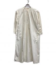 NIGEL CABOURN（ナイジェルケーボン）の古着「VINTAGE GATHER DRESS/ヴィンテージギャザードレス」｜ベージュ