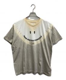 MM6 Maison Margiela（エムエムシックスメゾンマルジェラ）の古着「スマイリーデザインナンバリングロゴプリントＴシャツ」｜ホワイト×ベージュ