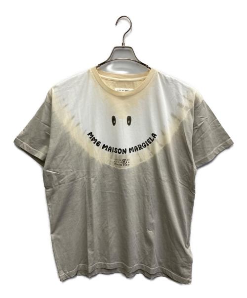 MM6 Maison Margiela（エムエムシックスメゾンマルジェラ）MM6 Maison Margiela (エムエムシックスメゾンマルジェラ) スマイリーデザインナンバリングロゴプリントＴシャツ ホワイト×ベージュ サイズ:16の古着・服飾アイテム