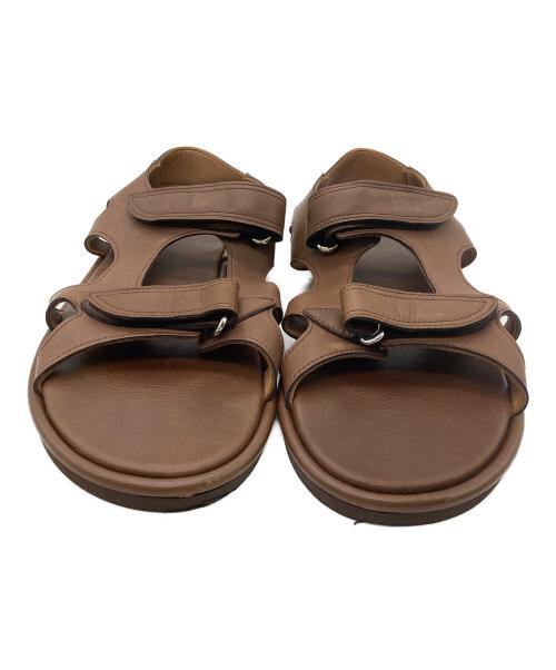 AURALEE（オーラリー）AURALEE (オーラリー) SOFT LEATHER DOUBLE STRAP SANDALS ブラウン サイズ:W7の古着・服飾アイテム