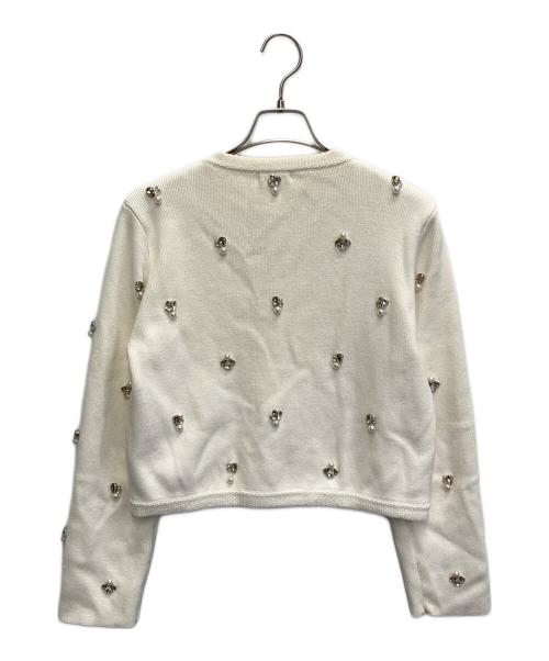 anuans（アニュアンス）anuans (アニュアンス) ビジューニットジャケット ホワイト サイズ:FREEの古着・服飾アイテム