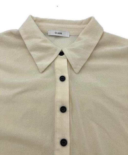 CLANE（クラネ）CLANE (クラネ) TULLE FLOCKY POLO SHIRTS ベージュ サイズ:Mの古着・服飾アイテム
