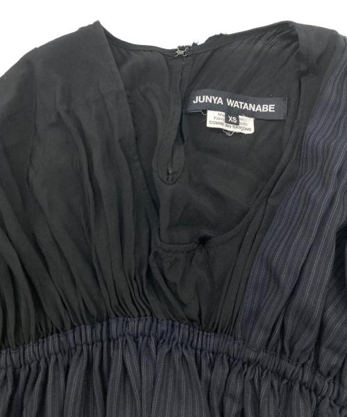 JUNYA WATANABE COMME des GARCONS（(ジュンヤワタナベ コムデギャルソン）JUNYA WATANABE COMME des GARCONS ((ジュンヤワタナベ コムデギャルソン) AD2021/ストライプ ドッキング ワンピース ネイビー×ブラック サイズ:XSの古着・服飾アイテム