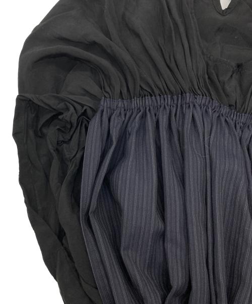 JUNYA WATANABE COMME des GARCONS（(ジュンヤワタナベ コムデギャルソン）JUNYA WATANABE COMME des GARCONS ((ジュンヤワタナベ コムデギャルソン) AD2021/ストライプ ドッキング ワンピース ネイビー×ブラック サイズ:XSの古着・服飾アイテム