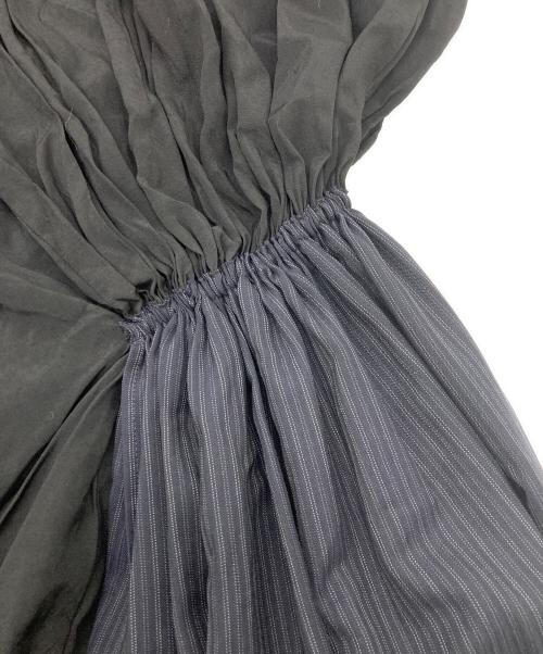 JUNYA WATANABE COMME des GARCONS（(ジュンヤワタナベ コムデギャルソン）JUNYA WATANABE COMME des GARCONS ((ジュンヤワタナベ コムデギャルソン) AD2021/ストライプ ドッキング ワンピース ネイビー×ブラック サイズ:XSの古着・服飾アイテム